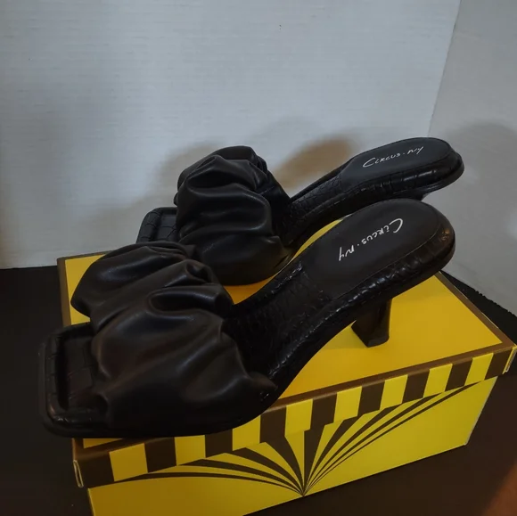 NIB Sam Edelman Black Slade Women's Sandal Heels 8.5 M Slide/Mules Faux Leather - Picture 9 of 12